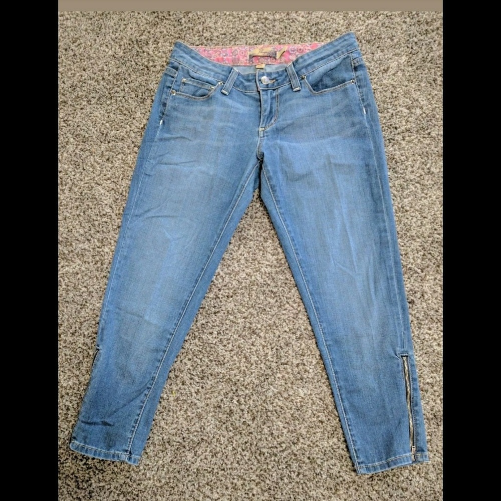 PAIGE Roxbury Cropped Jeans w/ Ankle Zipper